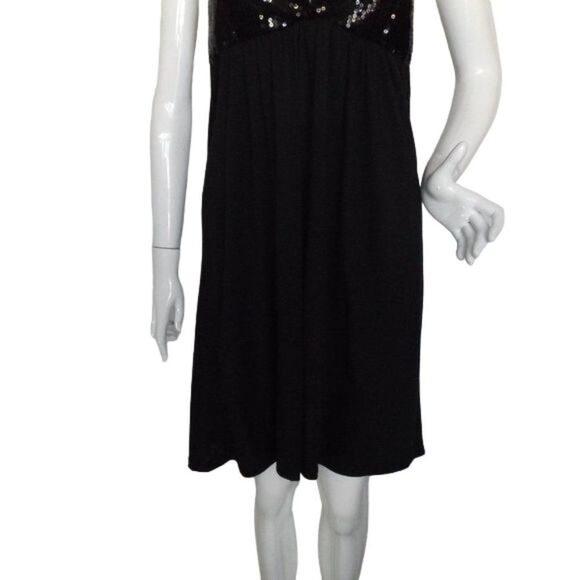 new MON AMIE Evening Dress, L, Black Jersey, Sequined Bust, Open back, Twisted - Picture 10 of 12